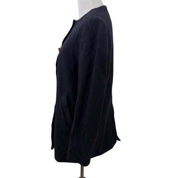 Sessun Azumi Women's Black Wool Collarless Coat Jacket Size Small - Picture 7 of 8